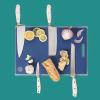 imageSur La Table Kitchen Essentials 5 Piece German Steel Blade wTriple Riveted Handle Set on Beechwood Magnetic Block  BlackLinen White