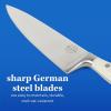 imageSur La Table Kitchen Essentials 5 Piece German Steel Blade wTriple Riveted Handle Set on Beechwood Magnetic Block  BlackLinen White