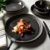 imageSur La Table Kitchen Essentials Banquette 16 Piece Double Bowl Plates and Bowls Reactive Glaze Stoneware Dinnerware Set  GreenBlack