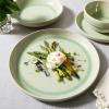 imageSur La Table Kitchen Essentials Banquette 16 Piece Double Bowl Plates and Bowls Reactive Glaze Stoneware Dinnerware Set  GreenGreen