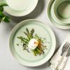 imageSur La Table Kitchen Essentials Banquette 16 Piece Double Bowl Plates and Bowls Reactive Glaze Stoneware Dinnerware Set  GreenGreen