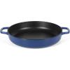 imageSur La Table Kithcen Essential 375 Quart Enamel Cast Iron All In One MultiPurpose NonToxic Nonstick Braiser Pan WBorosilicate Glass Lid  Linen WhiteBlue