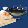 imageSur La Table Kithcen Essential 375 Quart Enamel Cast Iron All In One MultiPurpose NonToxic Nonstick Braiser Pan WBorosilicate Glass Lid  Linen WhiteGreen