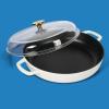 imageSur La Table Kithcen Essential 375 Quart Enamel Cast Iron All In One MultiPurpose NonToxic Nonstick Braiser Pan WBorosilicate Glass Lid  Linen WhiteLinen White