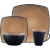 imageGibson Elite Soho Lounge Reactive Glaze Stoneware Dinnerware Set Service for 4 16pc BlueTaupe