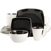 imageGibson Soho Lounge Square Reactive Glaze Stoneware Dinnerware Set Service for 4 16pc BlackwhiteBlackWhite