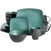 imageGibson Soho Lounge Square Reactive Glaze Stoneware Dinnerware Set Service for 4 16pc Matte JadeMatte Jade