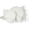 imageMartha Stewart Maepoole Porcelain Embossed Dinnerware Set White Service for 4 16pcsWhite Basket Weave