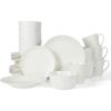 imageMartha Stewart Maepoole Porcelain Embossed Dinnerware Set White Service for 4 16pcsWhite Embossed