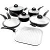 imageOster Herstal Aluminum Cookware Set with Ceramic NonStick and Soft Touch Bakelite Handle with Tempered Glass Lids 1 Stainless Steel