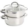 imageOster Sangerfield Stainless Steel Cookware 5Quart Pasta Pot Set wSteamer Basket ampamp LidStainless Steel