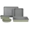 imageSur La Table Kitchen Essential Carbon Steel Baking Pans Bakeware Set WPremium PFA Free Grey Ceramic Non stick  Juniper Green ExteriorJuniper Green