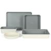 imageSur La Table Kitchen Essential Carbon Steel Baking Pans Bakeware Set WPremium PFA Free Grey Ceramic Non stick  Juniper Green ExteriorLinen White