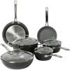 imageSur La Table Kitchen Essentials 10 Piece PFA Free Titanium Ceramic Nonstick Interior Forged Aluminum Cookware Pots and Pans Set  Black  Induction CompatibleBlack Hard Anodized Aluminum