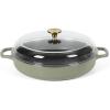 imageSur La Table Kithcen Essential 375 Quart Enamel Cast Iron All In One MultiPurpose NonToxic Nonstick Braiser Pan WBorosilicate Glass Lid  Linen WhiteGreen