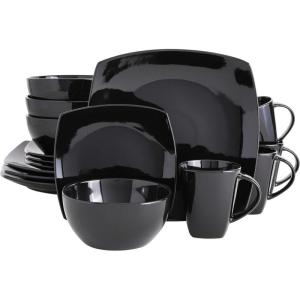 imageGibson Elite Lounge Reactive Glaze Stoneware Dinnerware Set Soho Square Black