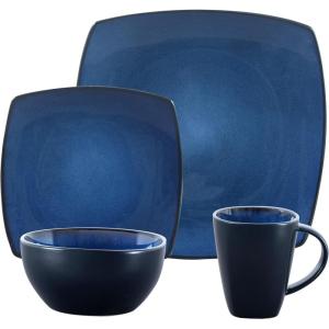 imageGibson Elite Soho Lounge Reactive Glaze Stoneware Dinnerware Set Service for 4 16pc BlueBlue