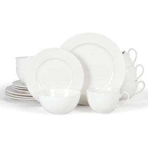 imageMartha Stewart Maepoole Porcelain Embossed Dinnerware Set White Service for 4 16pcsWhite