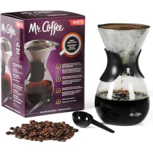 imageMr Coffee Verduzco 3 Piece 34 OZ Borosilicate Glass Pour Over Coffee Maker wHand Guard
