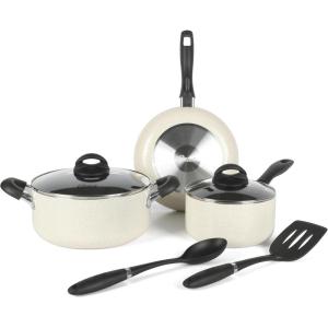 imageOster Clairborne 7Piece Cookware Set White wSpeckleWhite w Speckle