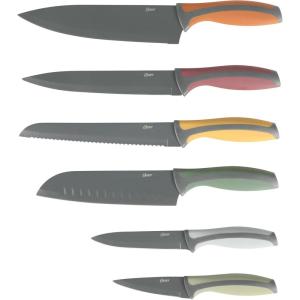 imageOster Ronnan 12 Piece Knife Set 6 Assorted Color Knives wNonstick Blades and 6 Sheaths