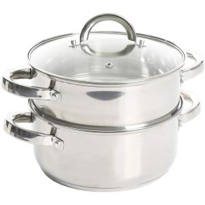 imageOster Sangerfield Stainless Steel Cookware 5Quart Pasta Pot Set wSteamer Basket ampamp LidStainless Steel