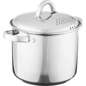 imageOster Sangerfield Stainless Steel Cookware 5Quart Pasta Pot wSteamer ampamp Strainer LidStainless Steel