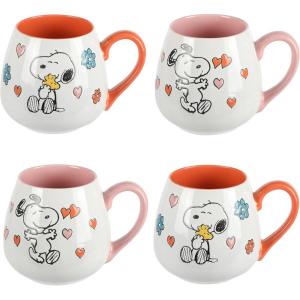 imagePeanuts Mothers Baby 4 Pack Large 20 OZ Belly Shaped Stoneware Mugs