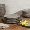 imageGibson Elite Beckett Stoneware Matte Reactive Glaze 16 Piece Service for 4 Plates and Bowls Dinnerware Set  Grey