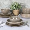 imageGibson Elite Beckett Stoneware Matte Reactive Glaze 16 Piece Service for 4 Plates and Bowls Dinnerware Set  Grey