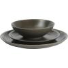 imageGibson Elite Capetown Assorted Color Reactive Glaze Round Stoneware Dinnerware Black Yellow Orange Green Service for Four 12pcsDark Green
