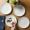imageGibson Elite Capetown Assorted Color Reactive Glaze Round Stoneware Dinnerware Black Yellow Orange Green Service for Four 12pcsOyster Tide White