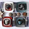 imageGibson Soho Lounge Square Reactive Glaze Dinnerware Set Grey  9755816RM Service for 4 16pcs
