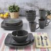 imageGibson Soho Lounge Square Reactive Glaze Dinnerware Set Grey  9755816RM Service for 4 16pcs