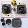 imageGibson Soho Lounge Square Reactive Glaze Dinnerware Set Grey  9755816RM Service for 4 16pcs