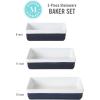 imageMARTHA STEWART 3 Piece Oven to Table Stoneware Bakeware Baking Dish ampamp Casserole Set  Dusty BlueCobalt Blue