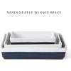 imageMARTHA STEWART 3 Piece Oven to Table Stoneware Bakeware Baking Dish ampamp Casserole Set  Dusty BlueCobalt Blue