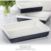 imageMARTHA STEWART 3 Piece Oven to Table Stoneware Bakeware Baking Dish ampamp Casserole Set  Dusty BlueCobalt Blue
