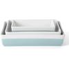 imageMARTHA STEWART 3 Piece Oven to Table Stoneware Bakeware Baking Dish ampamp Casserole Set  Dusty BlueDusty Blue