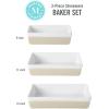 imageMARTHA STEWART 3 Piece Oven to Table Stoneware Bakeware Baking Dish ampamp Casserole Set  Dusty BlueGrey