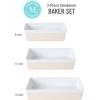 imageMARTHA STEWART 3 Piece Oven to Table Stoneware Bakeware Baking Dish ampamp Casserole Set  Dusty BluePink