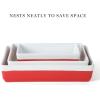 imageMARTHA STEWART 3 Piece Oven to Table Stoneware Bakeware Baking Dish ampamp Casserole Set  Dusty BlueRed