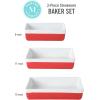 imageMARTHA STEWART 3 Piece Oven to Table Stoneware Bakeware Baking Dish ampamp Casserole Set  Dusty BlueRed