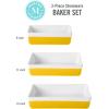 imageMARTHA STEWART 3 Piece Oven to Table Stoneware Bakeware Baking Dish ampamp Casserole Set  Dusty BlueYellow