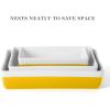 imageMARTHA STEWART 3 Piece Oven to Table Stoneware Bakeware Baking Dish ampamp Casserole Set  Dusty BlueYellow