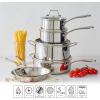 imageMartha Stewart Castelle 10 Piece 188 Stainless Steel Induction Safe Pots and Pans NonToxic Cookware SetStainless Steel