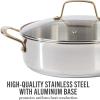 imageMartha Stewart Castelle 10 Piece 188 Stainless Steel Induction Safe Pots and Pans NonToxic Cookware SetStainless Steel W Gold Handle