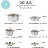 imageMartha Stewart Castelle 10 Piece 188 Stainless Steel Induction Safe Pots and Pans NonToxic Cookware SetStainless Steel W Gold Handle
