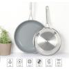 imageMartha Stewart Delaroux Stainless Steel 95quot ampamp 12quot PFAs Free Premium Ceramic Nonstick Fry Pan Set