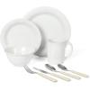 imageMartha Stewart Goodale Vintage Blue Stoneware 16 Piece Dinnerware SetLinen White